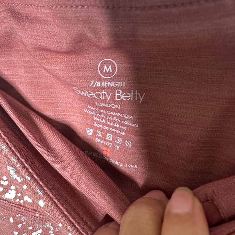 Sweaty Betty‎ Disco Metallic 7/8 Leggings Red Terrazzo Foil Size M Athleisure - Picture 3 of 5